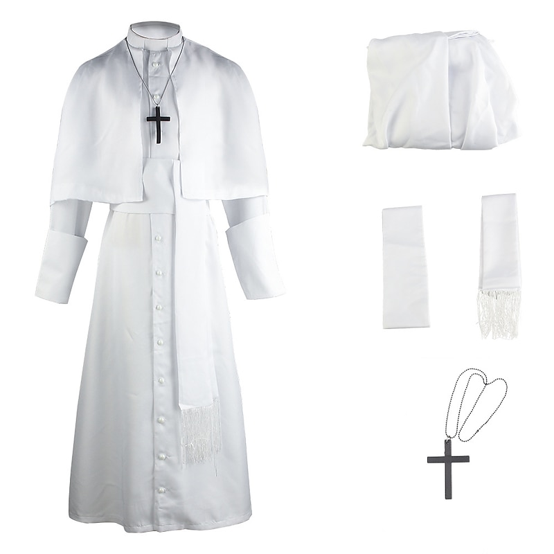 Retro Vintage Medieval Renaissance Masquerade Priest Fancy Dress Men's Fantasy Steampunk Carnival Masquerade Party Casual Daily Adults' Leotard / Onesie Belt Scarf2