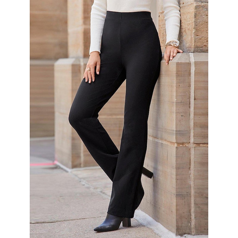 Women's Wide Leg Work Dress Pants Trousers Black Fashion Casual Daily Wide Leg Full Length Comfort Plain S M L XL 2XL