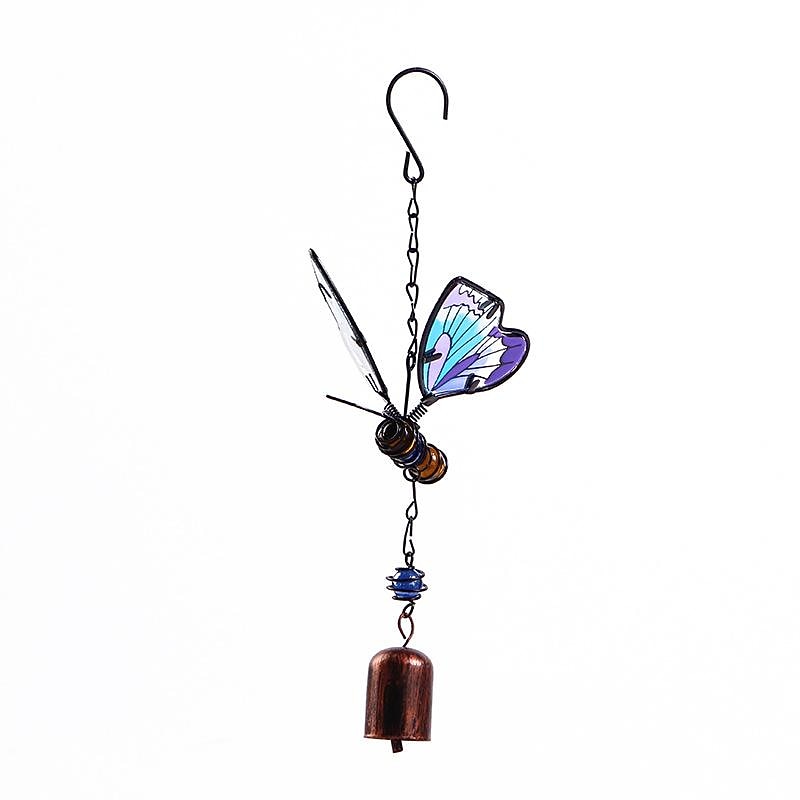 1pc Butterfly Painted Wind Chime Outdoor Handicraft Glow In The Night Hanging Ornament For Window Balcony Garden Decor4