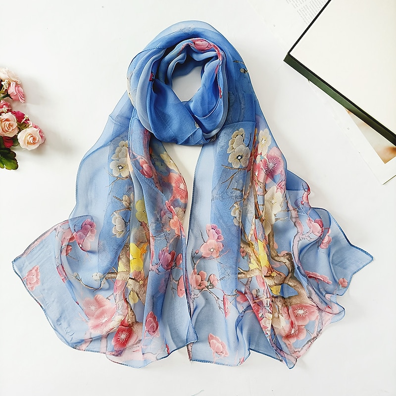 Flower Summer Women Thin Style Scarf Bandana Soft Bandana Female Elegant Shawl Hijab Hairscarves Beach Scarf4