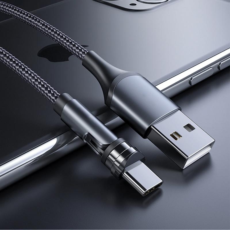 5A Magnetic Multi Charging Cable 3.3ft 6.6ft USB A to Lightning / micro / Type C Fast Charging 3 in 1 540° Rotating Phone Charger Nylon Braided USB Cable For IPhone/Micro USB/Type C Device3
