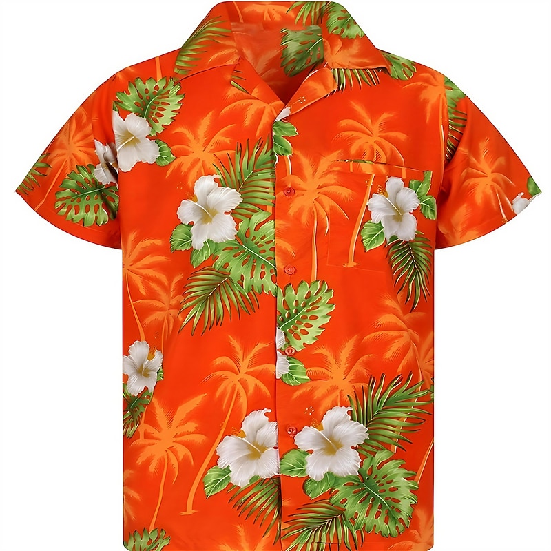 Men's Floral Graphic Tropical Flowers Shirt Summer Shirt Casual Shirt Short Sleeve Shirt Turndown Fashion Streetwear Basic Casual Daily Hawaiian Pink Red Blue S M L