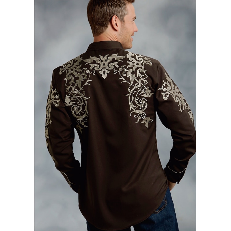 Men's Graphic Prints Pistol Shirt Western Shirt Cowboy Shirt Long Sleeve Fashion Designer Casual Outdoor Daily Fall & Winter Turndown Print Button-Down Black Black / Brown Brown Gray+Blue Blue+Blue3