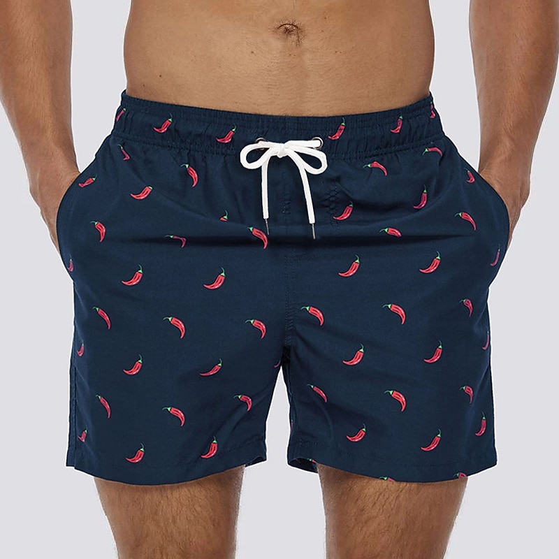 Men's 3D Print Ice Cream Surfboard Swim Trunks Swim Shorts Board Shorts Mid Waist Streetwear Hawaiian Boho Casual Daily Holiday Drawstring with Mesh lining Elastic Waist Designer Clothing Apparel