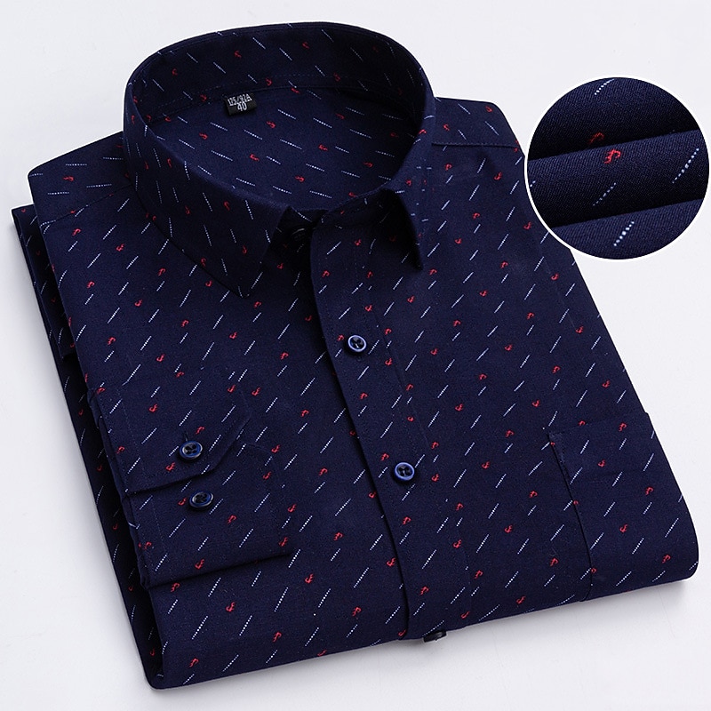 Men's Dress Shirt Graphic Wedding Office / Career White Dark Navy Navy Blue Royal Blue Long Sleeve Turndown Spring &  Fall Clothing Apparel4