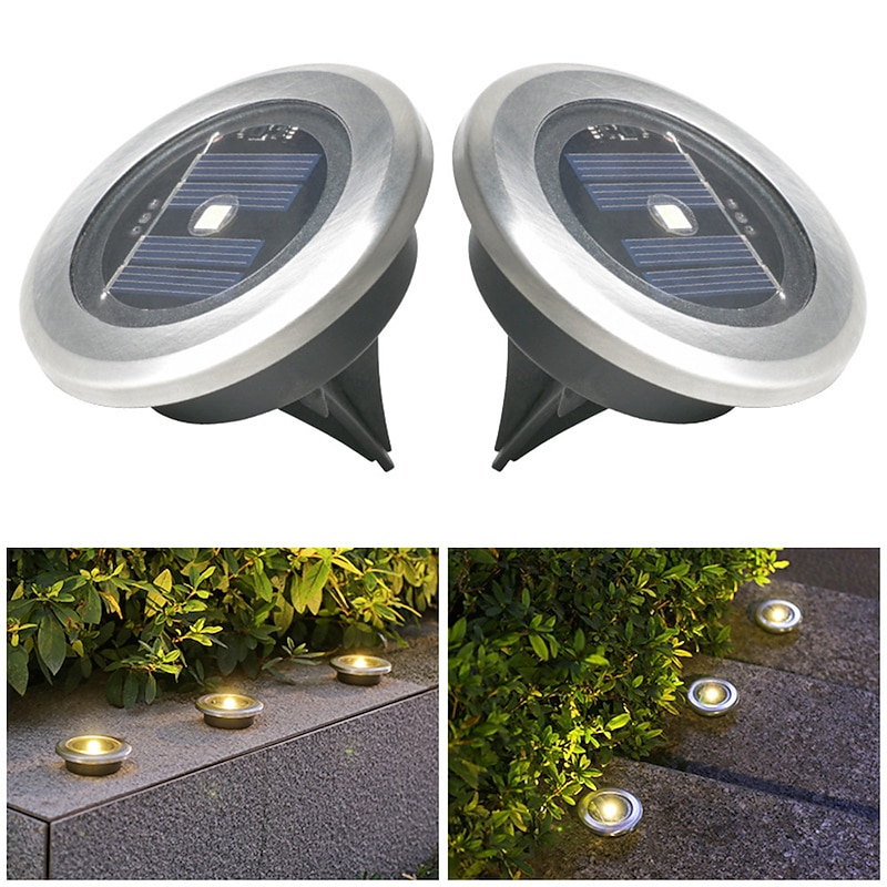 4/8pcs Disk Light Outdoor LED Garden Solar Underground Light Deck Light Spotlight Buried Solar Led Lamp Garden Decoration