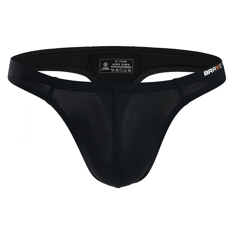 Men's Swimwear Swim Briefs Swim Thong Elastic Waist Plain Breathable Soft Outdoor Casual Daily Hawaiian Stylish Black White Micro-elastic4