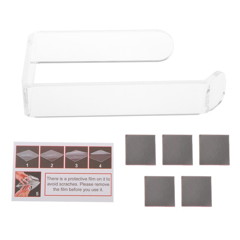 Acrylic Toilet Paper Holder Self Adhesive Tissue Rack Wall Mounted Bathroom Kitchen Roll Hook Modern Black Hanger3