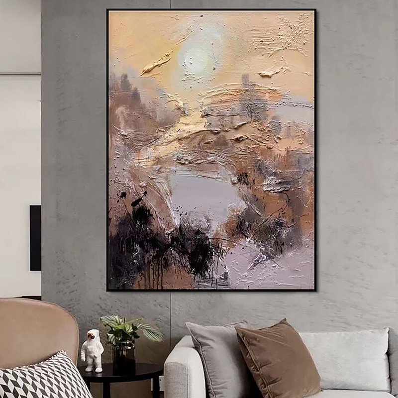 Handmade Oil Painting Canvas Wall Art Decoration Zao Wou-ki's Abstract Modern Style for Home Horizontal Living Room Decor Rolled Frameless Unstretched Painting2