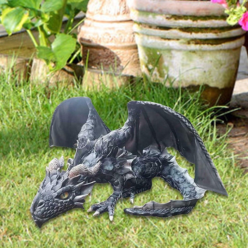 Big Squatting Dragon Sculpture, Resin Gothic Dragon Statue, Handicraft, Outdoor Decoration4