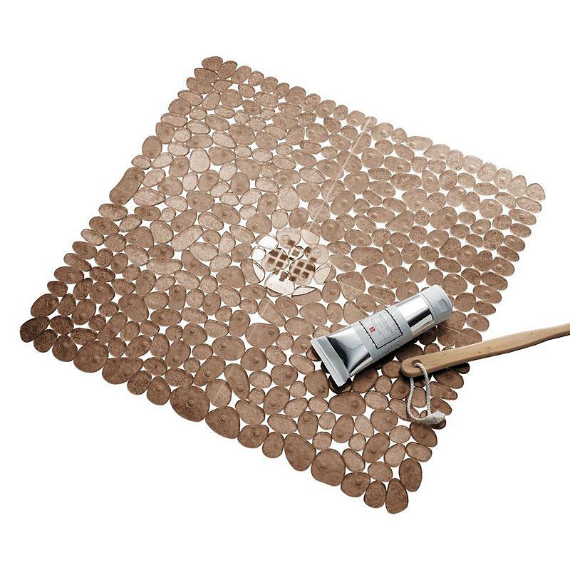 Square Bath Mat Non-slip Shower Mats - 21 x 21 inch Non Slip Bathtub Mat with Suction Cup, Safety Shower Stall Mats for Kids & Elderly, Shower Mat with Drain Holes, Machine Washable