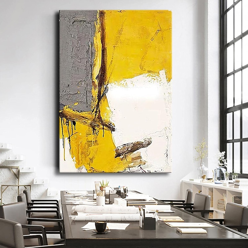 Oil Painting Handmade Hand Painted Wall Art Abstract Yellow Home Decoration Décor Rolled Canvas No Frame Unstretched
