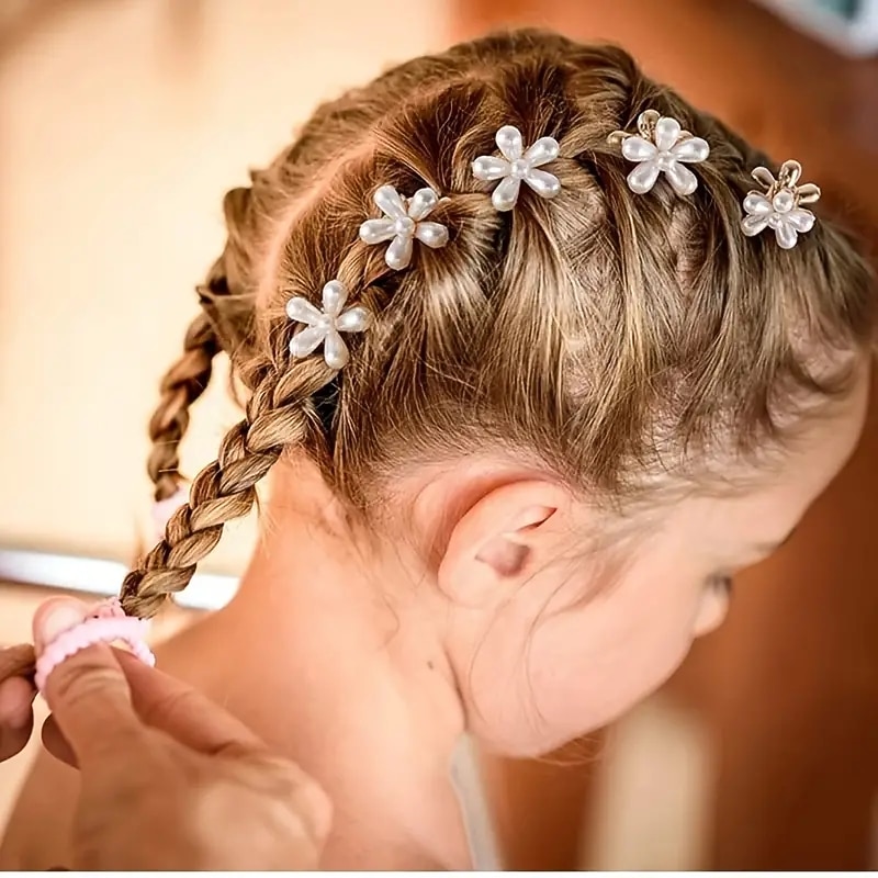 10pcs Mini Faux Pearl Claw Clip Vintage Hair Clips With Daisy Flower Sweet Artificial Bangs Clips Decorative Hair Accessories For Women Girls3