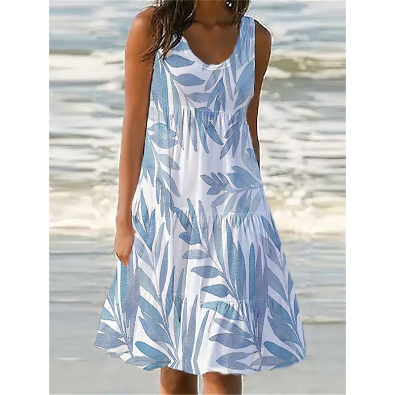 Women's Mini Dress Petite Dress Sundress Shift Dress Tank Dress Active Tropical Fashion Outdoor Vacation Going out Regular Fit Floral Sleeveless U Neck Pink Blue Purple Green Summer Spring