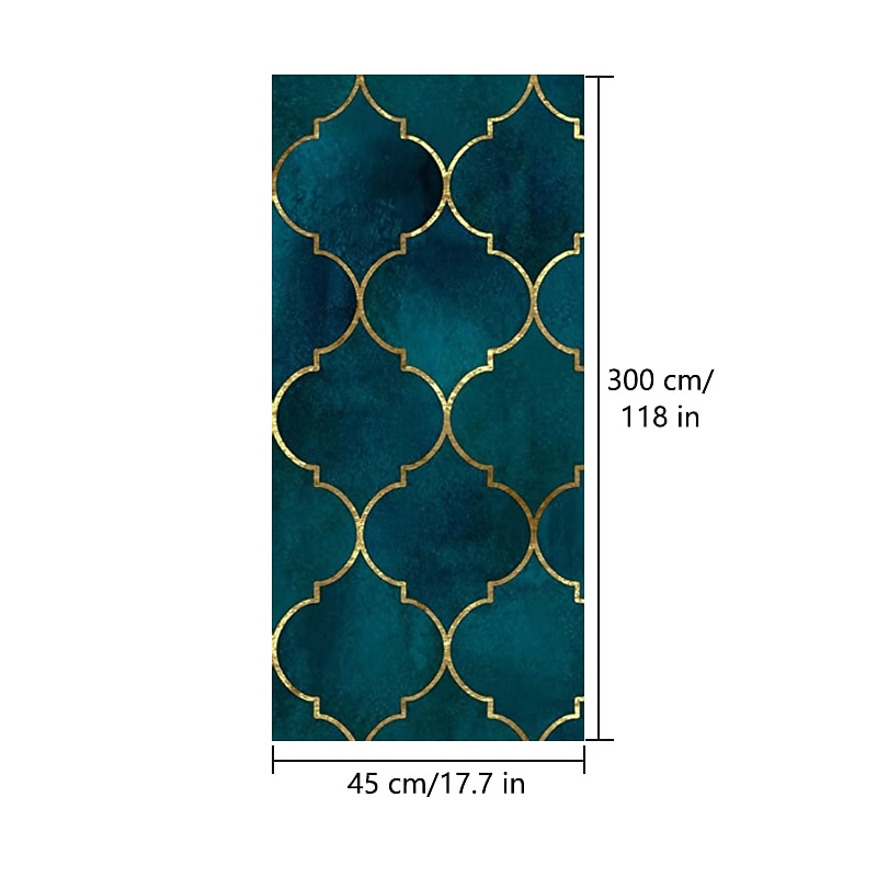 Geometric Wallpaper Emerald/Sapphire Blue/Gold Peel and Stick Wallpaper Removable Pvc/Vinyl Self Adhesive 17.7''x118'' / 45x300cm for Home Bathroom Decorations2