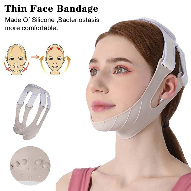 Silicone V Shape Bandage Face Lift Up Slimming Mask Belt Anti Wrinkle Reduce Double Chin Band V Face Chin Cheek Strap