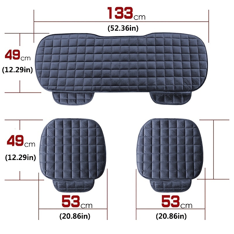 Plush Plaid Thicken Warm Car Seat Cushion Pad Car Seat Protector Car Front Rear Seat Covers For Car SUV Truck Car Accessories2