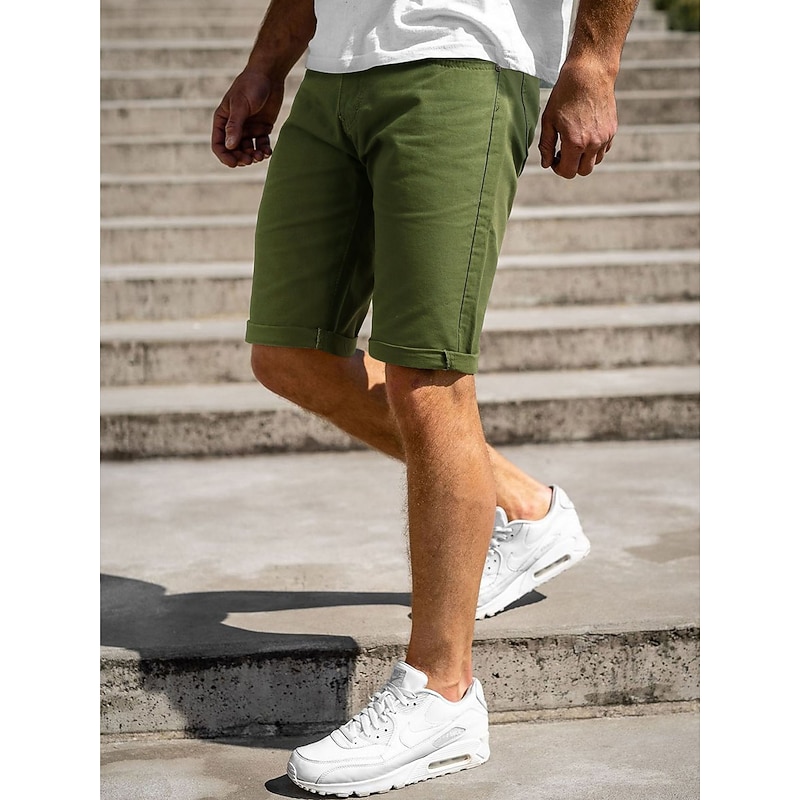 Men's Shorts Chino Shorts Bermuda shorts Pocket Plain Comfort Breathable Outdoor Daily Going out 100% Cotton Fashion Streetwear Blue Khaki3