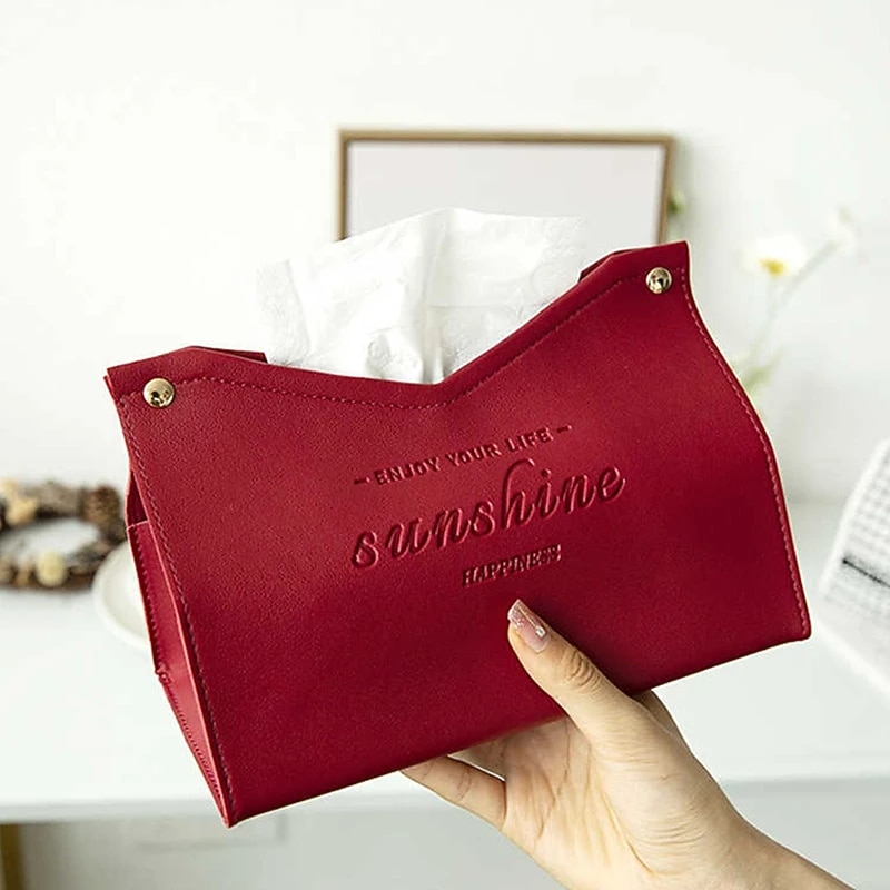 Leather Tissue Box Nordic Car Tissue Box INS Home Living Room Decoration Bedroom Kitchen Desktop Storage Box Napkin Holder3