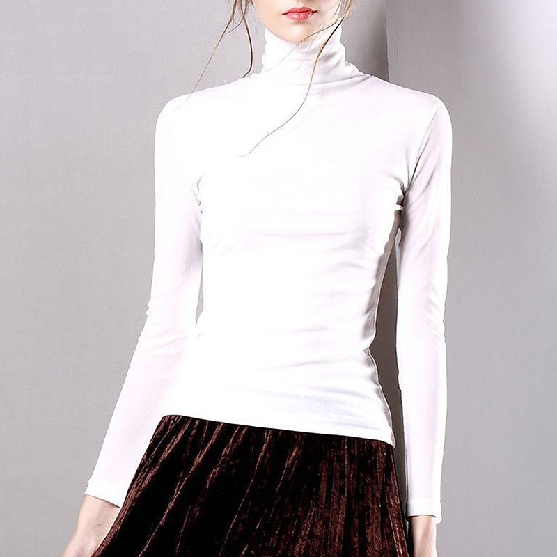 Latin Dance Ballroom Dance Top Ruching High Neck Pure Color Splicing Women's Performance Training Long Sleeve Polyester3