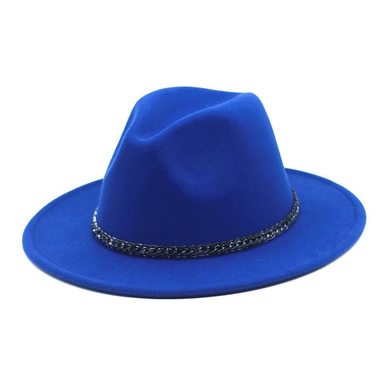 Hats Wool Acrylic Fedora Hat Formal Wedding Cocktail Royal Astcot Simple Classic With Chain Pure Color Headpiece Headwear