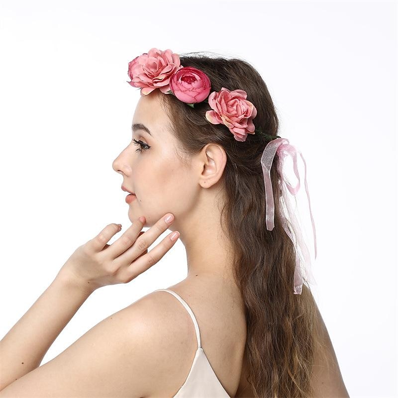 Rustic Hippie Rose Crown Wreath Wedding Festival Floral Headpiece Flower Girl Headband2