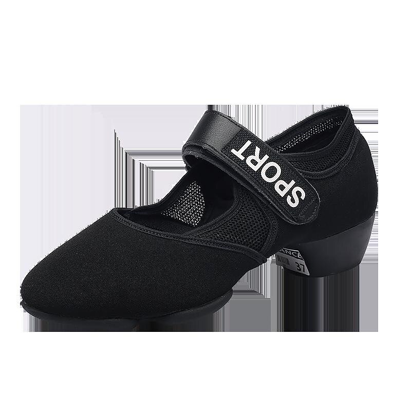 Women's Black Jazz Dance Shoes – Breathable Mesh Split Sole Sneakers with Adjustable Strap – Professional Dance Footwear for Ballroom, Latin, and Fitness Training 6