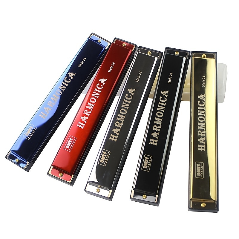 24 Hole Harmonica Mouth Metal Organ Musical Instruments For Beginners Harmonica Harp Harmonium Blues Clues Teaching Playing Gift2