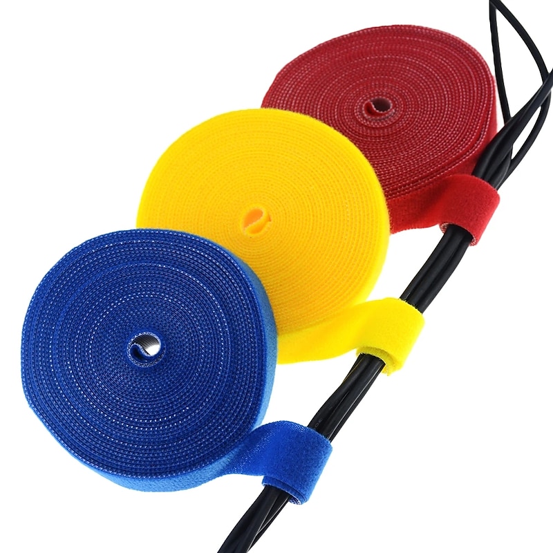 Reusable Fastening Tape Cable Ties Double Side Hook Roll Hook and Loop Straps Wires Cords Organizer3