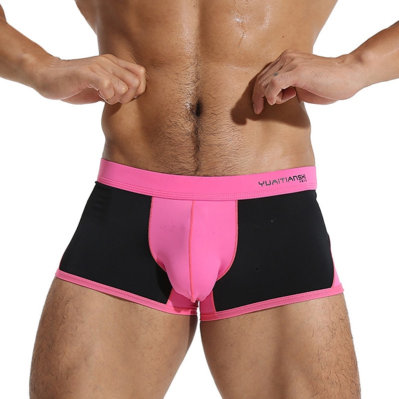 Men's Swimwear Swim Trunks Swim Briefs Elastic Waist Color Block Breathable Soft Outdoor Casual Daily Hawaiian Stylish Black White Micro-elastic2