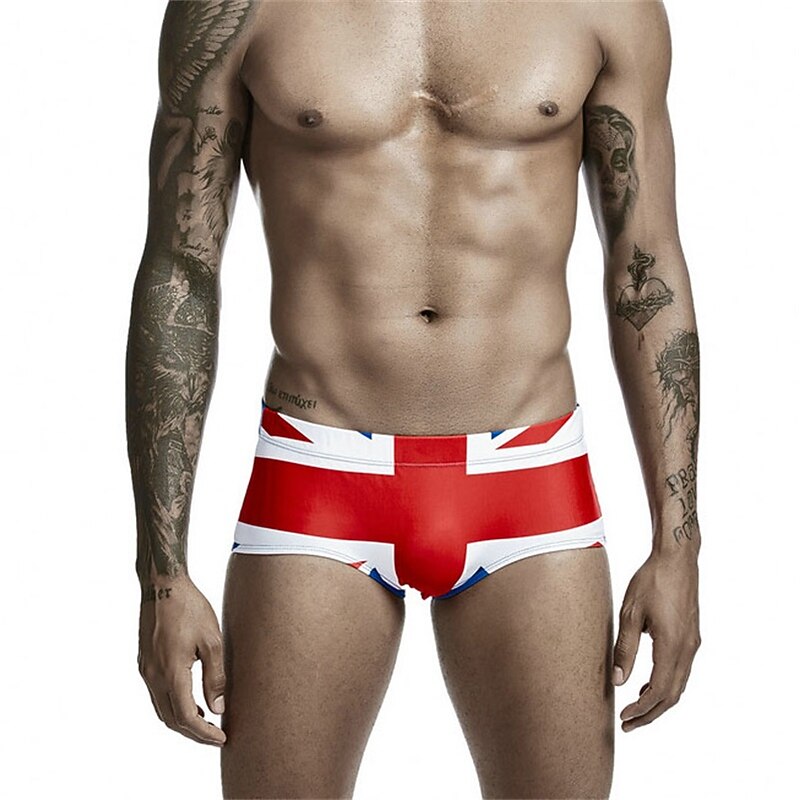 Men's Swimwear Swim Trunks Swim Briefs Elastic Waist Print Graphic Prints Breathable Soft Outdoor Casual Daily Hawaiian Stylish White Red Micro-elastic4