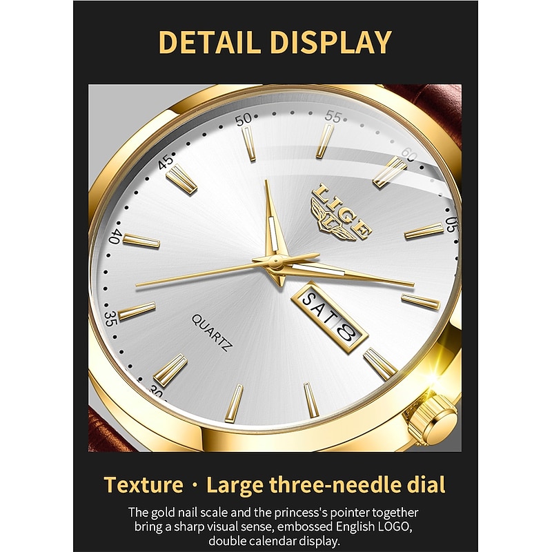 Men Quartz Watch Luxury Business Wristwatch Analog Luminous Calendar Date Week Waterproof PU Leather Watch3