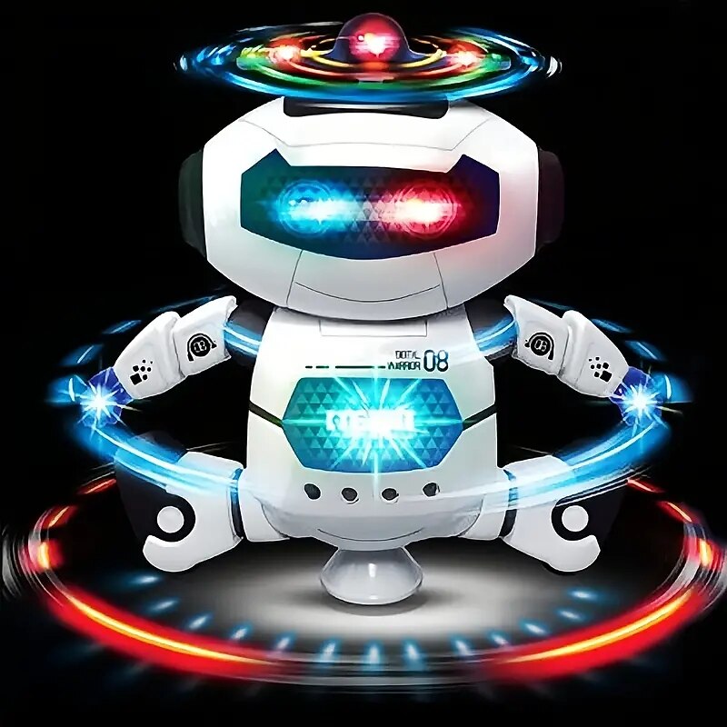Musical Walking Dancing Robot Toy For Kids Flashing Lights 360 Body Spinning Toddlers Boys Girls Fun Toy Figure (Model 1)2