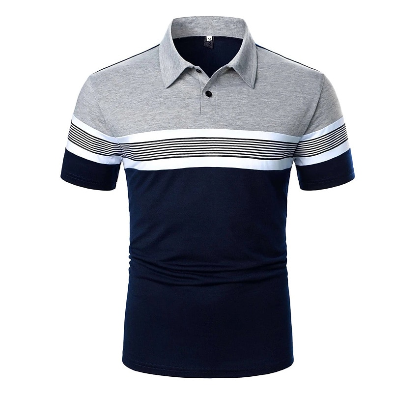 Men's Polo Shirt Golf Shirt Street Casual Classic Short Sleeve Fashion Basic Color Block Button Summer Regular Fit Fire Red Black White Dark Navy Orange Polo Shirt4