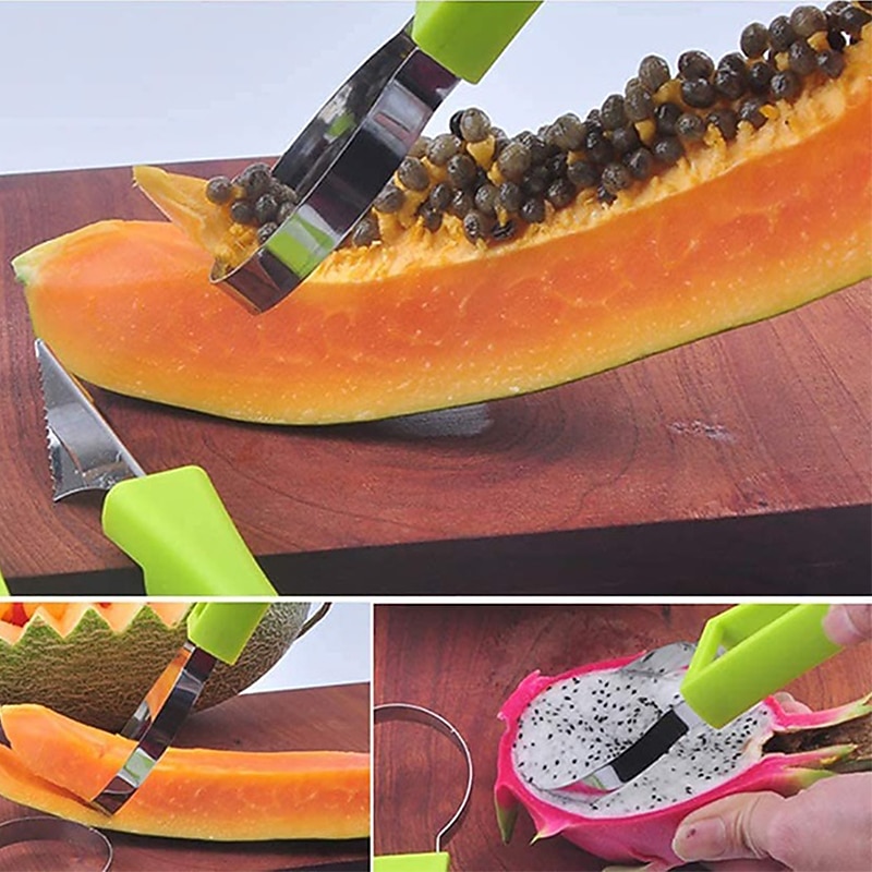 4 in 1 Melon Cutter Scoop Fruit Carving Knife Fruit Cutter Dig Pulp Separator Kitchen Gadgets Acces3