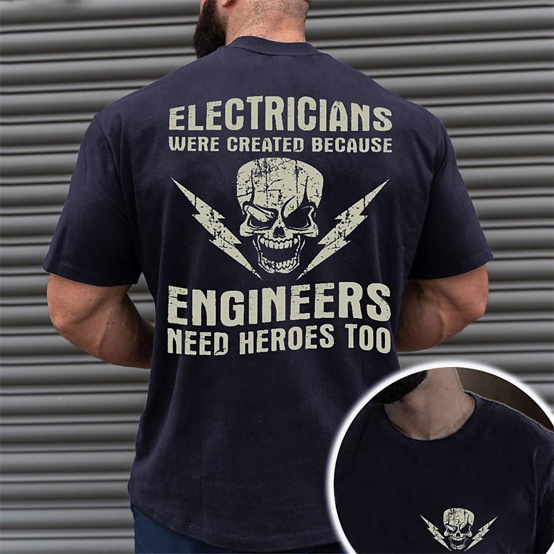 Men's Skull Graphic Prints Funny T Shirt Graphic Tee 100% Cotton Short Sleeve Graphic Shirt Black Navy Blue Army Green Comfortable Tee Vacation Street Fashion Designer Clothing