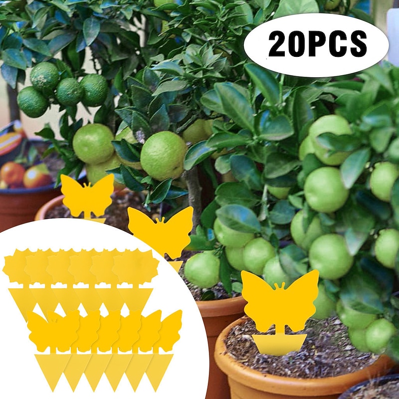 20Pcs Fruit Fly Traps Fungus Gnat Traps Yellow Sticky Bug Traps  Non-Toxic and Odorless for Indoor Outdoor Use Protect The Plant.