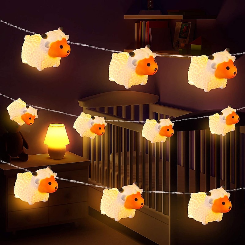 Cute Yellow Duck Sheep Hippo Animal Shaped LED Fairy String Lights 1.5M 10LEDs Indoor Outdoor Christmas Wedding Birthday Party Garden Children's Room Decoration2