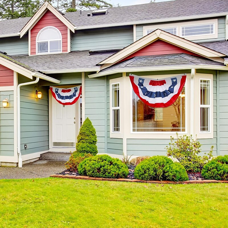 USA Patriotic Pleated Fan Flags,4th of July Decorations Outdoor,Bunting Flag Banners,USA Flags Pleated Fan Flag,Patriotic Bunting For Outside,Red White And Blue Buntings Decorations4