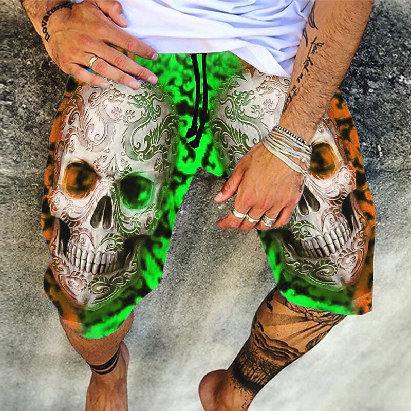 Men's Graphic Skull Shorts Summer Shorts Beach Shorts Mid Waist Fashion Casual Sports Outdoor Daily Print Elastic Drawstring Design Designer Clothing Apparel3