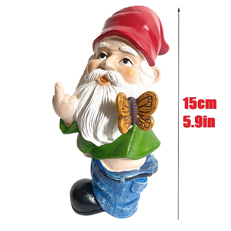 Garden Gnome - Pants Down Gnome - Cute and Funny Lawn Garden Figurine - Fairy Garden Decorative Sculpture for Outdoor or House Decor3