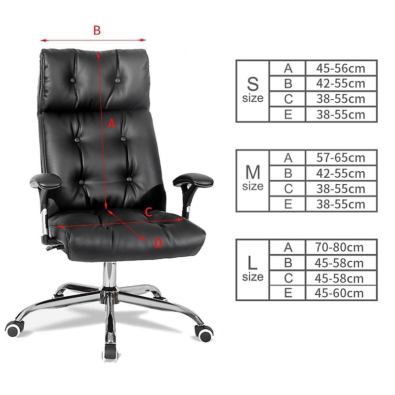 Waterproof Computer Office Chair Cover Stretch Rotating Gaming Seat Slipcover Elastic Corn Kernels Black Solid Color Soft Durable Washable3