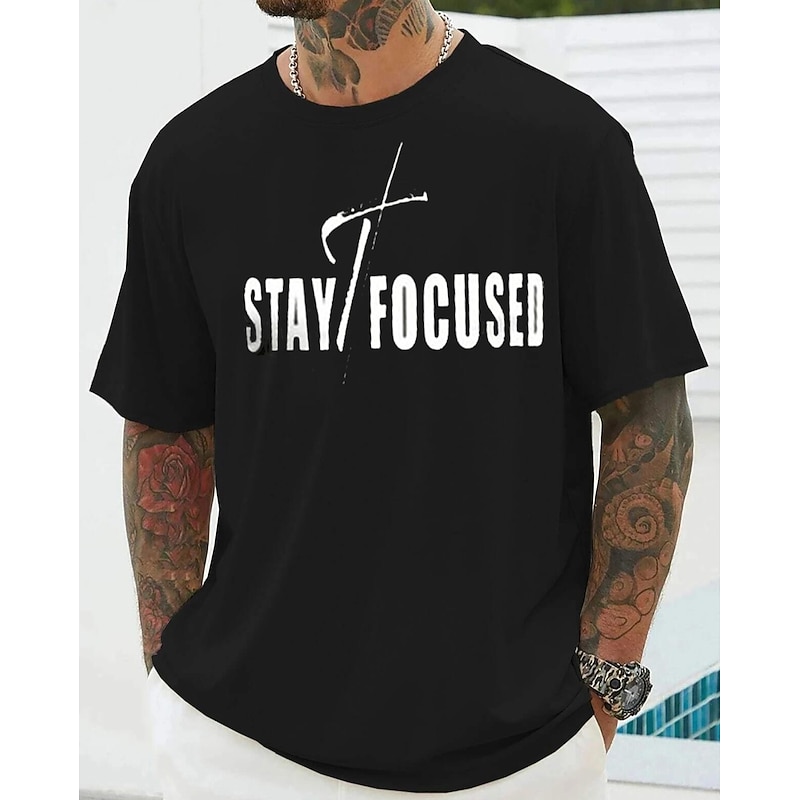 Men's Plus Size Big Tall T shirt Tee Tee Crewneck Black White Navy Blue Short Sleeves Outdoor Going out Print Graphic Prints Quotes & Sayings Clothing Apparel Cotton Blend Streetwear Stylish Casual