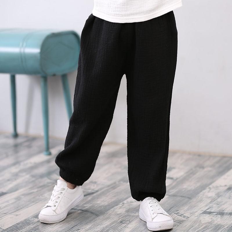 Toddler Boys Pants Trousers Solid Color Soft Pants Outdoor Linen Cool Daily Black Yellow Wine Mid Waist4