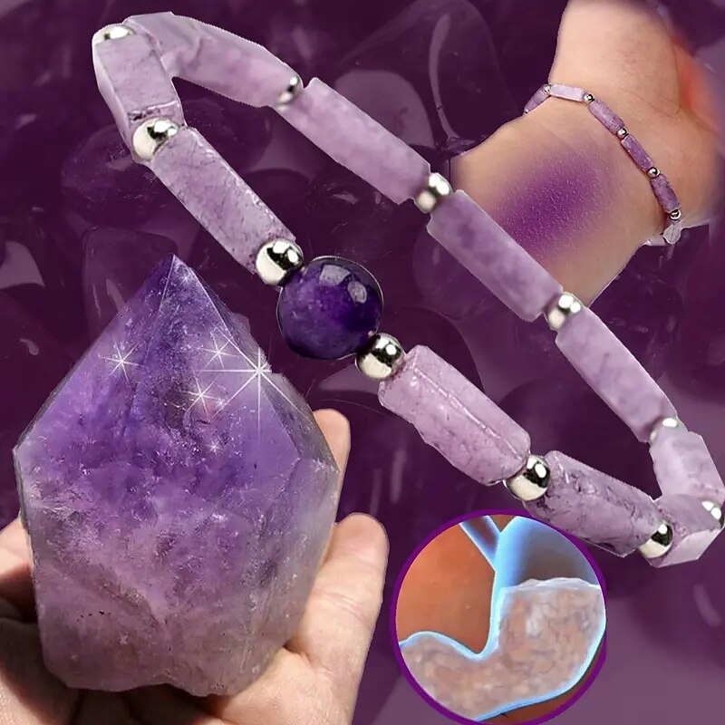 Natural Amethyst Body-purify Slimming Bracelet Stone Energy Bracelets For Women Weight Loss Bracelet Fatigue Relief Healing Yoga3