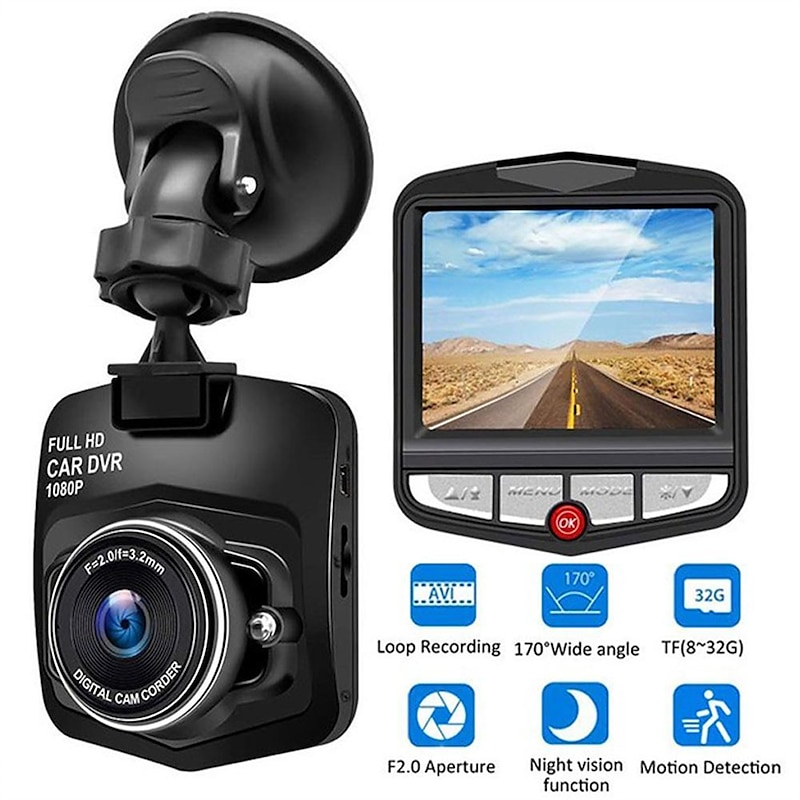 1080p New Design / Full HD Car DVR 150 Degree Wide Angle 2.4 inch IPS Dash Cam with Night Vision / motion detection / Loop recording Car Recorder