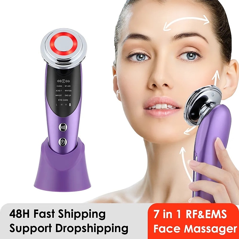 7 in 1 Facial Lifting Device EMS Radiofrequency Micro Current Rejuvenation Facial Massager Light Therapy Anti-aging Anti-wrinkle Beauty Instrument
