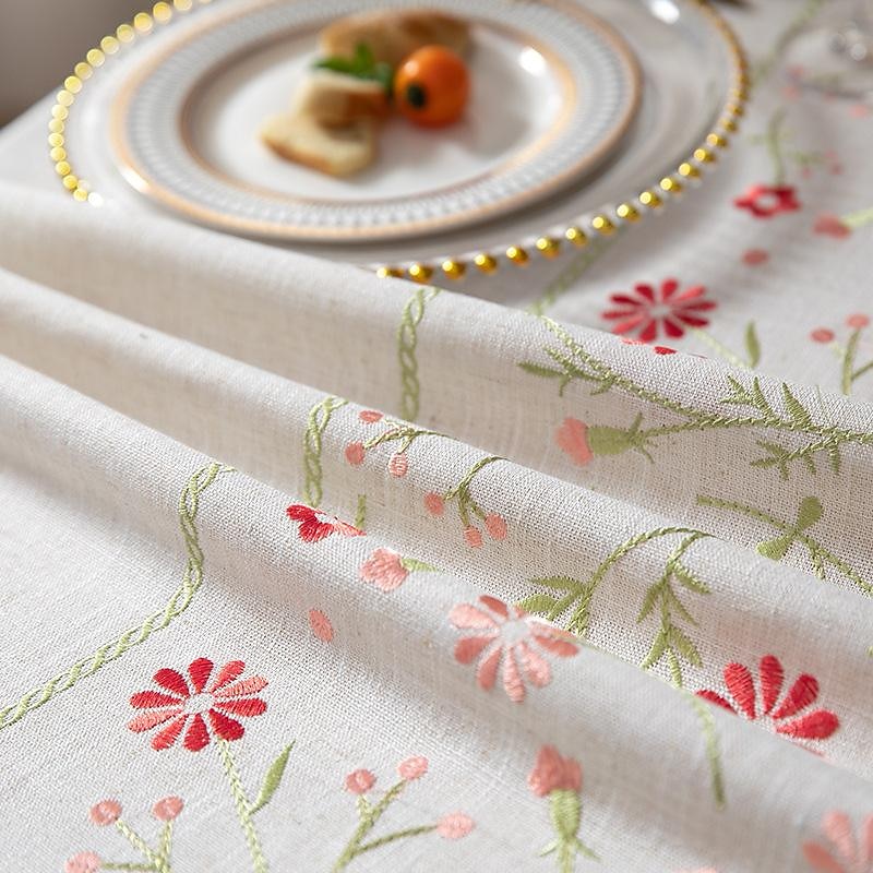 Farmhouse Tablecloth Cotton Linen Table Cloth Spring Tablecloth Round Outdoor Cloth Table Cover Oval Rectangle For Picnic,Wedding,Dining,Easter,Kitchen2