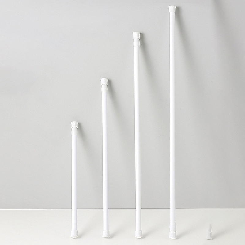 White Tension Curtain Rod Spring Rods Expandable Curtain Rod Adjustable, for Bathroom, Kitchen, Window, Cupboard, Wardrobe, Bookshelf DIY Projects