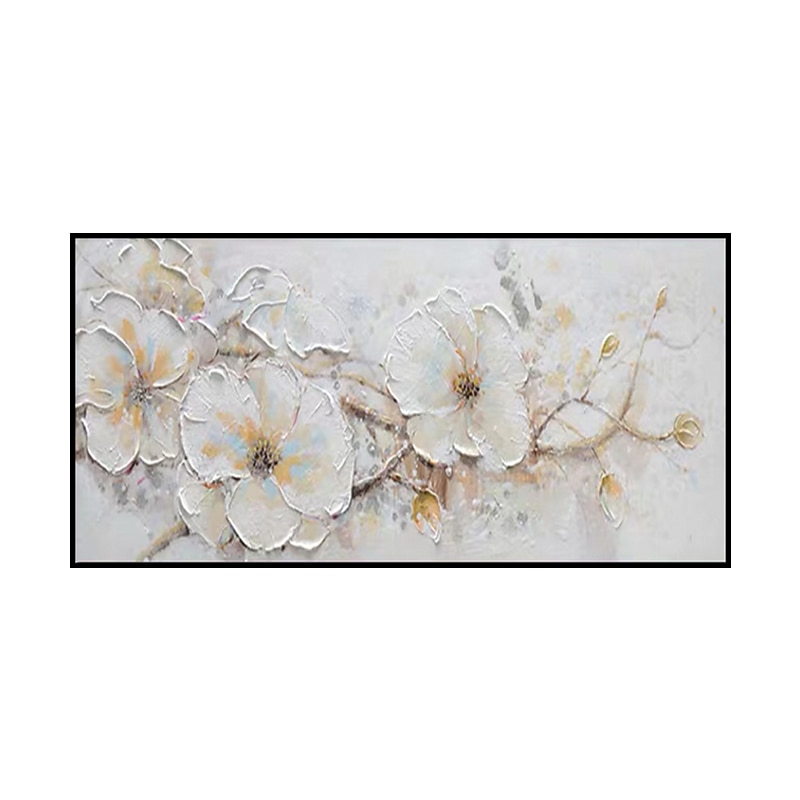 Handmade Oil Painting Canvas Wall Art Decoration Modern Thick Oiled White Flower for Living Room Home Decor Rolled Frameless Unstretched Painting4
